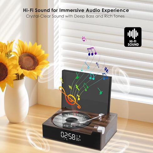 CD Player Portable with Bluetooth, Rechargeable CD Players Retro Suitcase CD Music Player with HiFi Speakers Desktop CD Player for Home Car Study Travel (Dark Brown) in Saudi Arabia