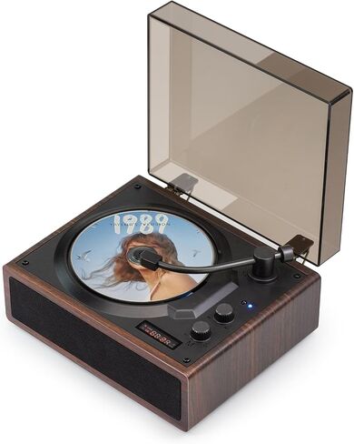 Vintage CD Player with Bluetooth, Portable CD Player with Speaker, Rechargeable Retro CD Player for Home with Clear Top, Remote Contorl Support AUX/U Disk/Headphone Jack Brown in Saudi Arabia