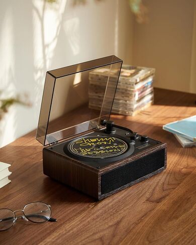 Vintage CD Player with Bluetooth, Portable CD Player with Speaker, Rechargeable Retro CD Player for Home with Clear Top, Remote Contorl Support AUX/U Disk/Headphone Jack Brown in Saudi Arabia