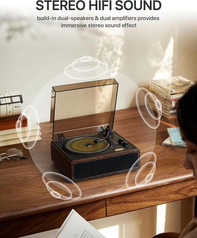 Vintage CD Player with Bluetooth, Portable CD Player with Speaker, Rechargeable Retro CD Player for Home with Clear Top, Remote Contorl Support AUX/U Disk/Headphone Jack Brown in Saudi Arabia