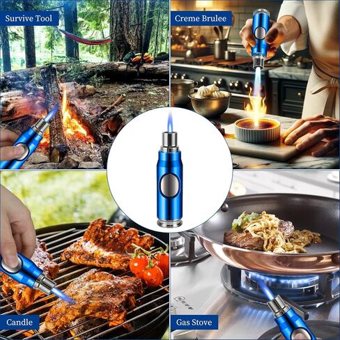 NAVPEAK ROINPACH BUTANE Torch Lighter - رصاصة أخف طائرة قابلة لإعادة الملء على شكل شموع ، في الهواء الطلق ، والحلويات ، والخبز ، معدات البقاء على قيد الحياة في الطوارئ (غير مدرجة) (الذهب) (الذهب) in Kuwait