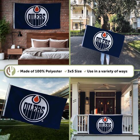 Desert Cactus Edmonton Oilers Flag NHL 100% Polyester Indoor Outdoor 3x5 feet National Hockey League Team (Design #1) in Saudi Arabia