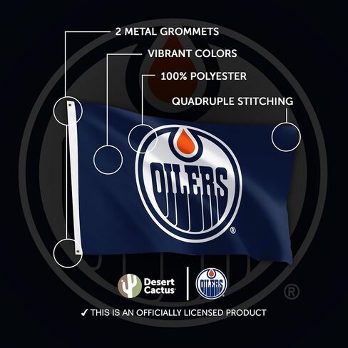 Desert Cactus Edmonton Oilers Flag NHL 100% Polyester Indoor Outdoor 3x5 feet National Hockey League Team (Design #1) in Saudi Arabia
