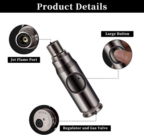 NAVPEAK ROINPACH BUTANE Torch Lighter - رصاصة أخف طائرة قابلة لإعادة الملء على شكل شموع ، في الهواء الطلق ، والحلويات ، والخبز ، معدات البقاء على قيد الحياة في الطوارئ (غير مدرجة) (الذهب) (الذهب) in Kuwait