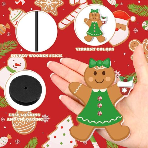 Wenqik 6 Pcs Christmas Table Decorations Wood Candy Set Wooden Signs Centerpiece Xmas Wood Blocks Rustic Tiered Tray Farmhouse Decor Tabletop Decorative for Home Tables(Lollipop) in Kuwait