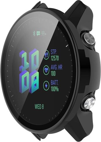 حالة وقائية متوافقة مع Garmin Forerunner 955/955 شاشة شاشة الشمسية حامي الزجاج المقسّر من القشرة الصلبة الغطاء الكامل لتغطية الحالات في حالة Forerunner 955 (أسود*2) in Kuwait
