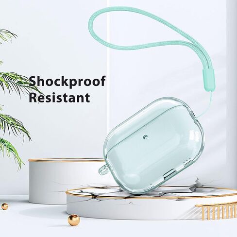AIRSPO Airpods Pro 2nd Generation Case Cover, Clear Soft TPU Protective Cover Compatible with Apple AirPods Pro 2 Wireless Charging Case with Keychain and Lanyard (Clear) in Saudi Arabia