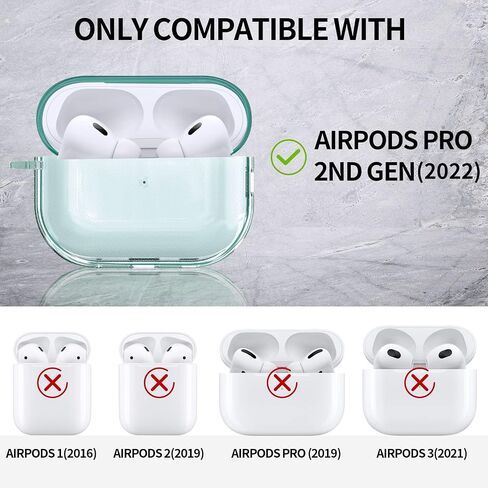 AIRSPO Airpods Pro 2nd Generation Case Cover, Clear Soft TPU Protective Cover Compatible with Apple AirPods Pro 2 Wireless Charging Case with Keychain and Lanyard (Clear) in Saudi Arabia