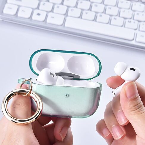AIRSPO Airpods Pro 2nd Generation Case Cover, Clear Soft TPU Protective Cover Compatible with Apple AirPods Pro 2 Wireless Charging Case with Keychain and Lanyard (Clear) in Saudi Arabia