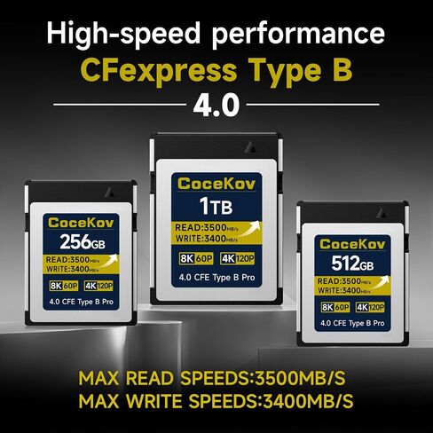 512GB CFexpress 4.0 Type B Memory Card 3500MB/s Read/3400MB/s Write 8K 60P/4K 120P Video & High-Speed Shooting Compatible with Nikon Canon panasonic Fujifilm Camera in Saudi Arabia