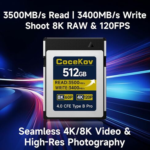 512GB CFexpress 4.0 Type B Memory Card 3500MB/s Read/3400MB/s Write 8K 60P/4K 120P Video & High-Speed Shooting Compatible with Nikon Canon panasonic Fujifilm Camera in Saudi Arabia