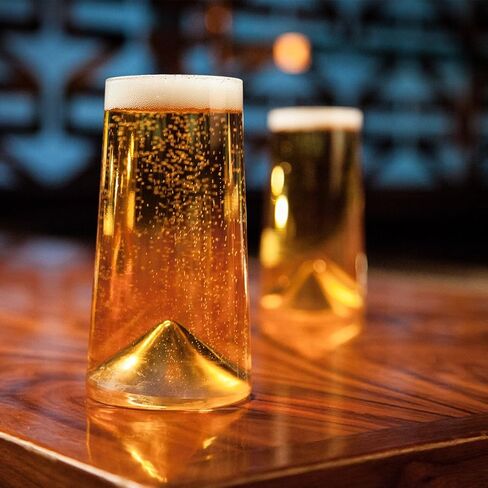 Monti 13 oz IPA Beer Glasses - Set of 2 Handmade Drinking Glasses, Craft Beer Glassware for Bar, Aerating Inverted Bottom, Lead-Free Crystal, Giftbox Included - Clear in Saudi Arabia
