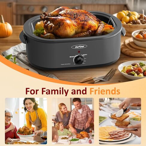Sunvivi Electric Roaster, 28-Quart Electric Roaster Oven featuring a Glass Lid, Ideal for Turkey Roasting with Self-Basting Cover, Detachable Pan, Cool-Touch Handles, Blue in Saudi Arabia