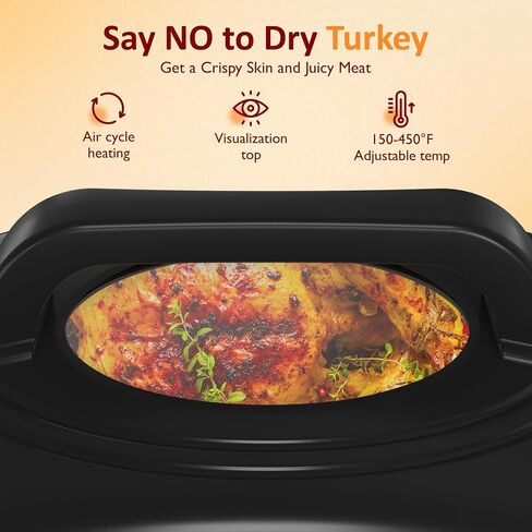 Sunvivi Electric Roaster ، 26 Quart Roasting Oven مع مقلاة قابلة للإزالة للغطاء ذاتيًا ، فرن محموم من الديك الرومي مع مقابض تهدئة من 150 إلى 450 فهرنهايت ، رمادي ، رمادي in Saudi Arabia