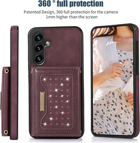 CCSmall for Samsung Galaxy A54 5G Crossbody Wallet Case for Women, Bling Glitter PU Leather Phone Case with RFID Blocking Card Holder Cover for Samsung Galaxy A54 5G SZ Purple in Saudi Arabia