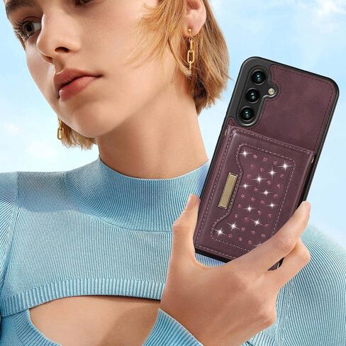 CCSmall for Samsung Galaxy A54 5G Crossbody Wallet Case for Women, Bling Glitter PU Leather Phone Case with RFID Blocking Card Holder Cover for Samsung Galaxy A54 5G SZ Purple in Saudi Arabia