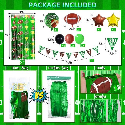 Football Party Decorations, 2 Pack Football Party Foil Fringe Curtains, Football Party Backdrop Streamers, Super Bowl Sunday Night Football Game Day Photo Booth Backdrops Superbowl Party Decorations in Saudi Arabia
