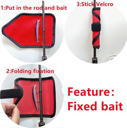 6 Pack Trapezoidal Pack Fishing Rod Armor Fishing Lure Wrap Fishing Rod Tie Velcro Durable Fish Hook Cover Fishing Lure Storage Protector Fishing Gloves for Outdoor Camping Ensure Fishermen's Safety in Kuwait