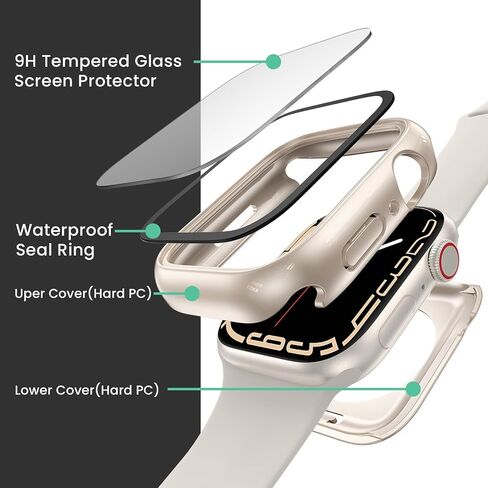 [2 في 1] حالة مقاومة للماء في Apple Watch Series 10 9 8 7 SE2 SE 6 5 4 Ultra 2 Ultra 46mm 42mm 45mm 44mm 41mm 49mm 49mm ، 360 ° PC Pumper مع حامي الشاشة لإكسسوارات تغطية IWatch in Saudi Arabia
