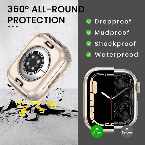 [2 في 1] حالة مقاومة للماء في Apple Watch Series 10 9 8 7 SE2 SE 6 5 4 Ultra 2 Ultra 46mm 42mm 45mm 44mm 41mm 49mm 49mm ، 360 ° PC Pumper مع حامي الشاشة لإكسسوارات تغطية IWatch in Saudi Arabia