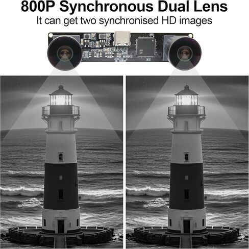 MMlove Monochrome USB Stereo Camera Module with Synchronous Dual Lens and Global Shutter,800P 120fps Wide Angle High Speed 3D Webcam, for VR Face Recognition,PC/Laptop/Raspberry Pi in Saudi Arabia