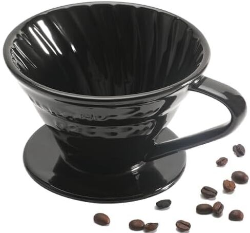 Mongdio Pour Over Coffee Maker, Ceramic Pour Over Dripper, Coffee Pour Over with 3 Holes Flat Bottom, Coffee Accessories for Home, Size 02 Black in Kuwait