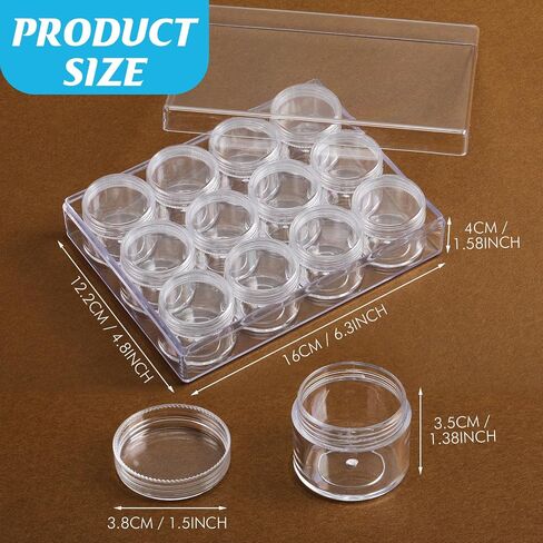 Blulu Clear Bead Organizer Bead Storage Storage Storage Storage مع 12 صندوقًا (1.9 × 1.5 × 1.5 بوصة) in Saudi Arabia