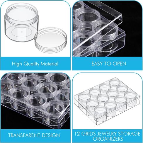 Blulu Clear Bead Organizer Bead Storage Storage Storage Storage مع 12 صندوقًا (1.9 × 1.5 × 1.5 بوصة) in Saudi Arabia