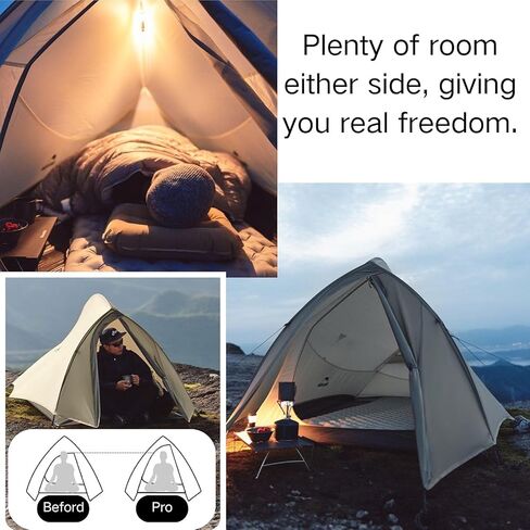 NatureHike 2024 Cloud Up Pro Tent ، ترقية الخيام الخفيفة ، 1.23 كجم/2.7 رطل ، خيمة مزدوجة شخص واحد ، للتخييم الدورة ، الظهر ، المشي لمسافات طويلة ، ذاتية ، البناء ، إعداد سهل. in Kuwait