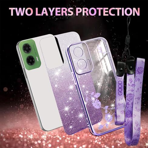 CCSmall for Xiaomi Redmi Note 14 Pro+ Bling Case Crossbody Lanyard for Woman Girls, Glitter Diamond Flower with Shoulder Strap & Wristband Cute Sparkle Cover Case for Redmi Note 14 Pro Plus YSH Rose in Saudi Arabia
