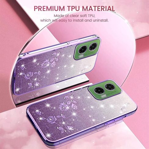 CCSmall for Xiaomi Redmi Note 14 Pro+ Bling Case Crossbody Lanyard for Woman Girls, Glitter Diamond Flower with Shoulder Strap & Wristband Cute Sparkle Cover Case for Redmi Note 14 Pro Plus YSH Rose in Saudi Arabia