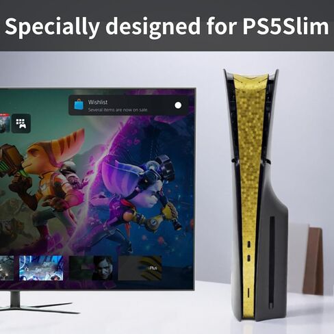 Luck&Link Skin Sticker For PS5 Slim Console Center Part Protection Texture Sticker, For PS5 SILM Digital Edition And Disc Edition Host Middle Strip Texture Skin Scratch Resistant (Forged carbon fiber) in Kuwait
