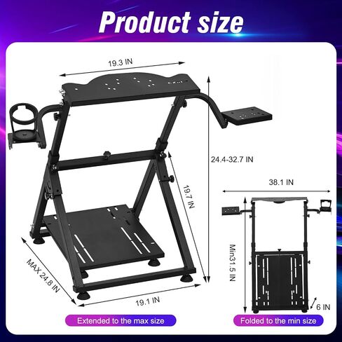 CXRCY Racing Wheel Stand Compatible with Logitech G920 G29 G25 G27, Pro Driving Simulator Cockpit Height Adjustable Gaming,Wheel and Pedals Not Included in Kuwait