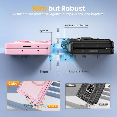 Caka for Samsung Galaxy Z Fold 6 Case [Thinner S Pen Holder Slot] [Magnetic Charging] [Hinge Protection] [Built-in Screen Protector] Translucent Hard Shockproof Magnet Phone Cover for Fold6 - Black in Saudi Arabia