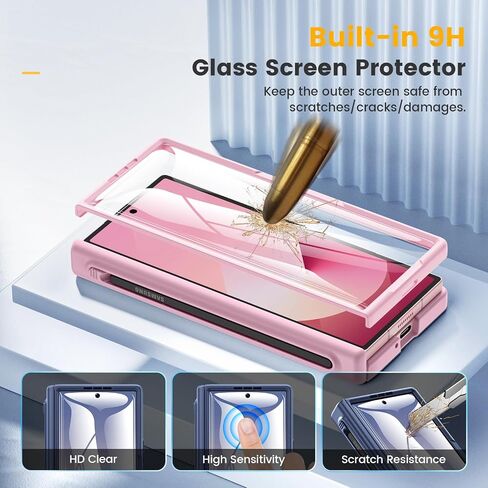 Caka for Samsung Galaxy Z Fold 6 Case [Thinner S Pen Holder Slot] [Magnetic Charging] [Hinge Protection] [Built-in Screen Protector] Translucent Hard Shockproof Magnet Phone Cover for Fold6 - Black in Saudi Arabia