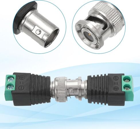 PATIKIL BNC Male Balun Connector, 4 Pairs Coaxial Cat5 to BNC Male Connector BNC to 2 Screw Camera Terminal Male Adapter for CCTV Surveillance, Camera System, Black/Green in Saudi Arabia