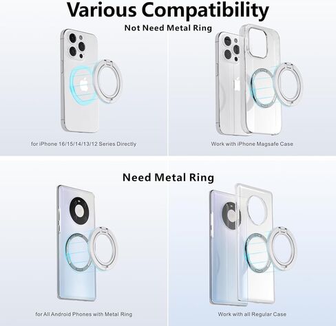 Magnetic Phone Ring Holder,ZXM Magnetic Phone Grip with Kickstand for iPhone,Magnetic Cell Phone Grip Stand Ring,X7 for Magsafe Kickstand for iPhone 16 15 14 13 Pro Max Plus&Huawei,Samsung (Black) in Saudi Arabia
