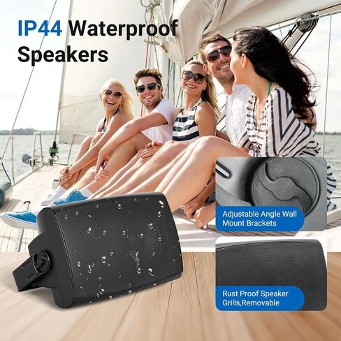 Herdio 5.25 Inches 300 Watts Outdoor Bluetooth Speakers, Bluetooth 5.3,TWS Stereo Paring,Wall Mount Speaker System Waterproof Suitable for Patio Home Poolside Deck Backyard (Pair, Black) in Kuwait