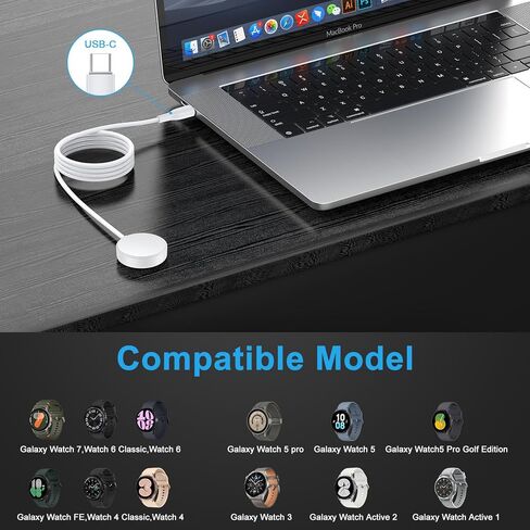 Samsung Watch Charger Pad Magnetic Wireless Fast Charging Cable for Samsung Galaxy Watch 7/6/6 Classic/5/5 Pro/4/4 Classic/3/Active 2,20W USB C Fast Charger Block with Wireless Watch Charger Cord 3FT in Saudi Arabia