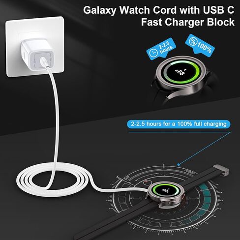 Samsung Watch Charger Pad Magnetic Wireless Fast Charging Cable for Samsung Galaxy Watch 7/6/6 Classic/5/5 Pro/4/4 Classic/3/Active 2,20W USB C Fast Charger Block with Wireless Watch Charger Cord 3FT in Saudi Arabia