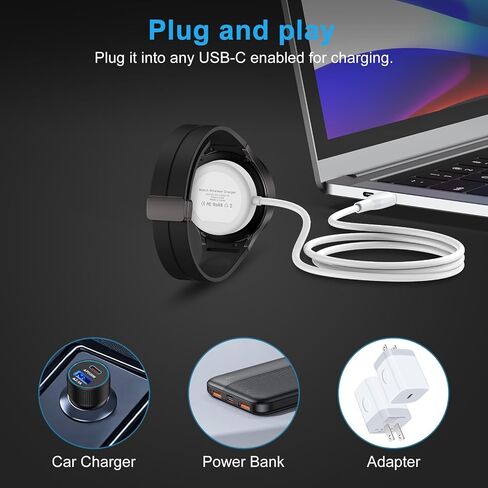 Samsung Watch Charger Pad Magnetic Wireless Fast Charging Cable for Samsung Galaxy Watch 7/6/6 Classic/5/5 Pro/4/4 Classic/3/Active 2,20W USB C Fast Charger Block with Wireless Watch Charger Cord 3FT in Saudi Arabia