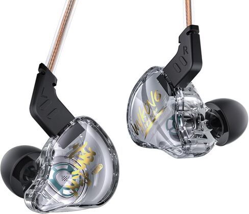 KBEAR K01 Gaming Earbuds, HIFI Immersive Bass iems for Gaming, in Ear Monitors IEM, Noise Cancelling Wired Earphones with 3.5mm Plug for Computer Laptop School Student, 2 Year Warranty(Black with Mic) in Saudi Arabia