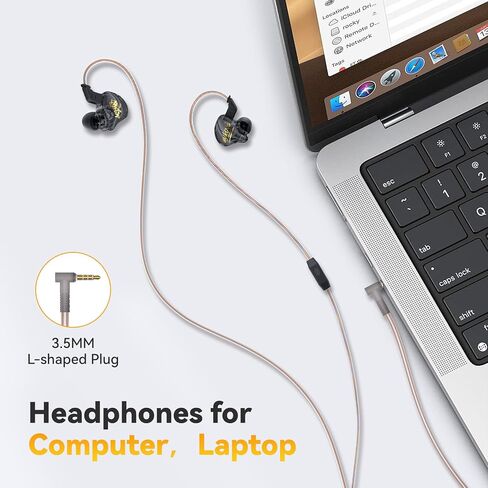 KBEAR K01 Gaming Earbuds, HIFI Immersive Bass iems for Gaming, in Ear Monitors IEM, Noise Cancelling Wired Earphones with 3.5mm Plug for Computer Laptop School Student, 2 Year Warranty(Black with Mic) in Saudi Arabia