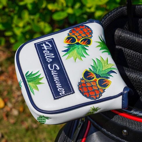 Golf Putter Headcovers Blade Putter Cover, Magnetic Golf Putter Head Cover 3D Embroidery, White/Yellow/Black in Kuwait