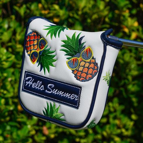 Golf Putter Headcovers Blade Putter Cover, Magnetic Golf Putter Head Cover 3D Embroidery, White/Yellow/Black in Kuwait