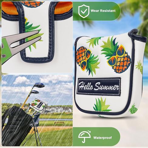 Golf Putter Headcovers Blade Putter Cover, Magnetic Golf Putter Head Cover 3D Embroidery, White/Yellow/Black in Kuwait