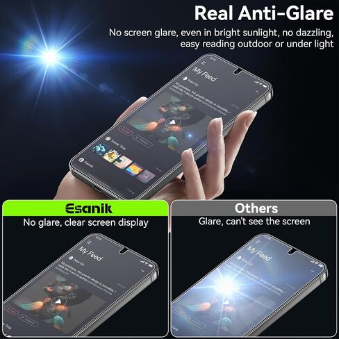 Esanik for S25 Ultra Anti Reflective Screen Protector, Anti-Glare & Fingerprint Unlock Compatible, Matte PET Film [Non-Glass], Auto-alignment Frame, Anti-Fingerprint, Smooth as Silk, 2+2 Pack in Saudi Arabia