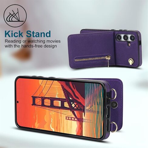 Ysnzaq Crossbody Wallet Case for Samsung Galaxy S24 FE with Detachable Lanyard Strap, PU Leather Magnetic Closure Flip Phone Cover with Card Slot Holder for Samsung Galaxy S24 FE XKLL Black in Saudi Arabia