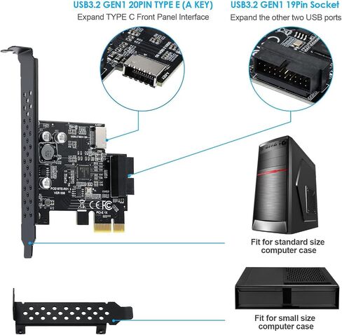 USB 3.2 GEN1 Type-e (A Key) Front Panel Header (to Type-C Front Panel Header) 5 Gbps +USB 3.0 20-pin Connector PCI-E 1X Express Card for Motherboard in Kuwait