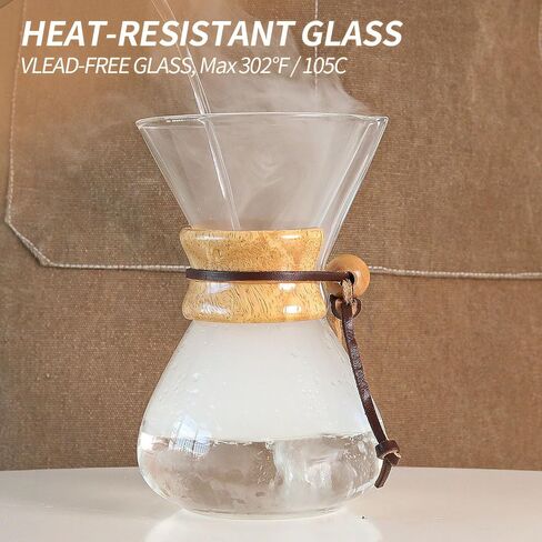 Pour Over Coffee Maker 27 OZ, 8 Cup Borosilicate Glass Drip Coffee Maker with Reusable Stainless Steel Filter and Cork Grip for Home Café 800 ML in Saudi Arabia